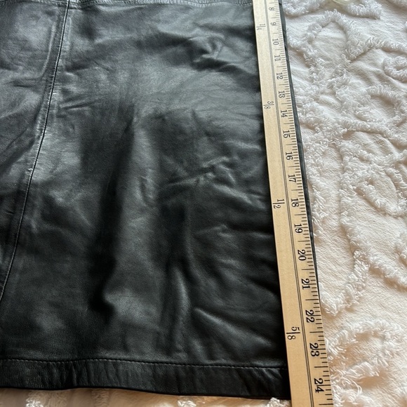 AllSaints Mika Padded Shoulder Leather shift mini dress, black, women’s size 4. - Picture 7 of 8